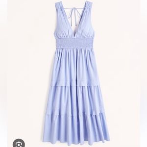 Abercrombie & Fitch Smocked Waist Tiered Midi Dress